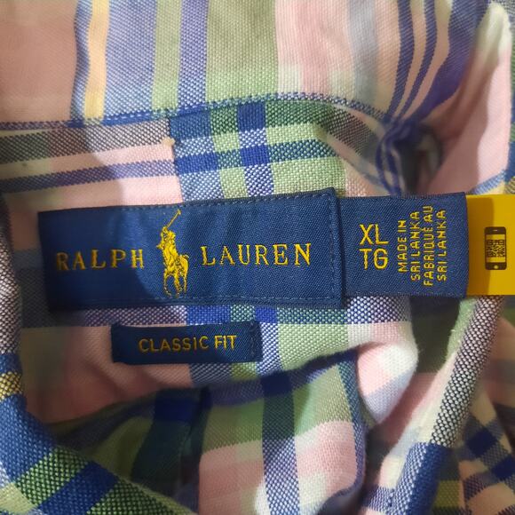 Ralph Lauren Mens Classic Fit Plaid Embroidered Logo Long Sleeve Shirt Size XL - Picture 4 of 7
